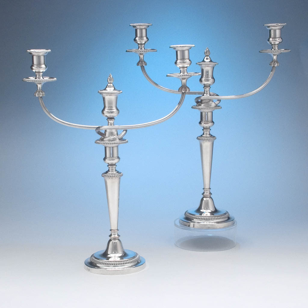 Matthew Boulton Pair of Antique Sheffield Plate Candelabra, c. 1800