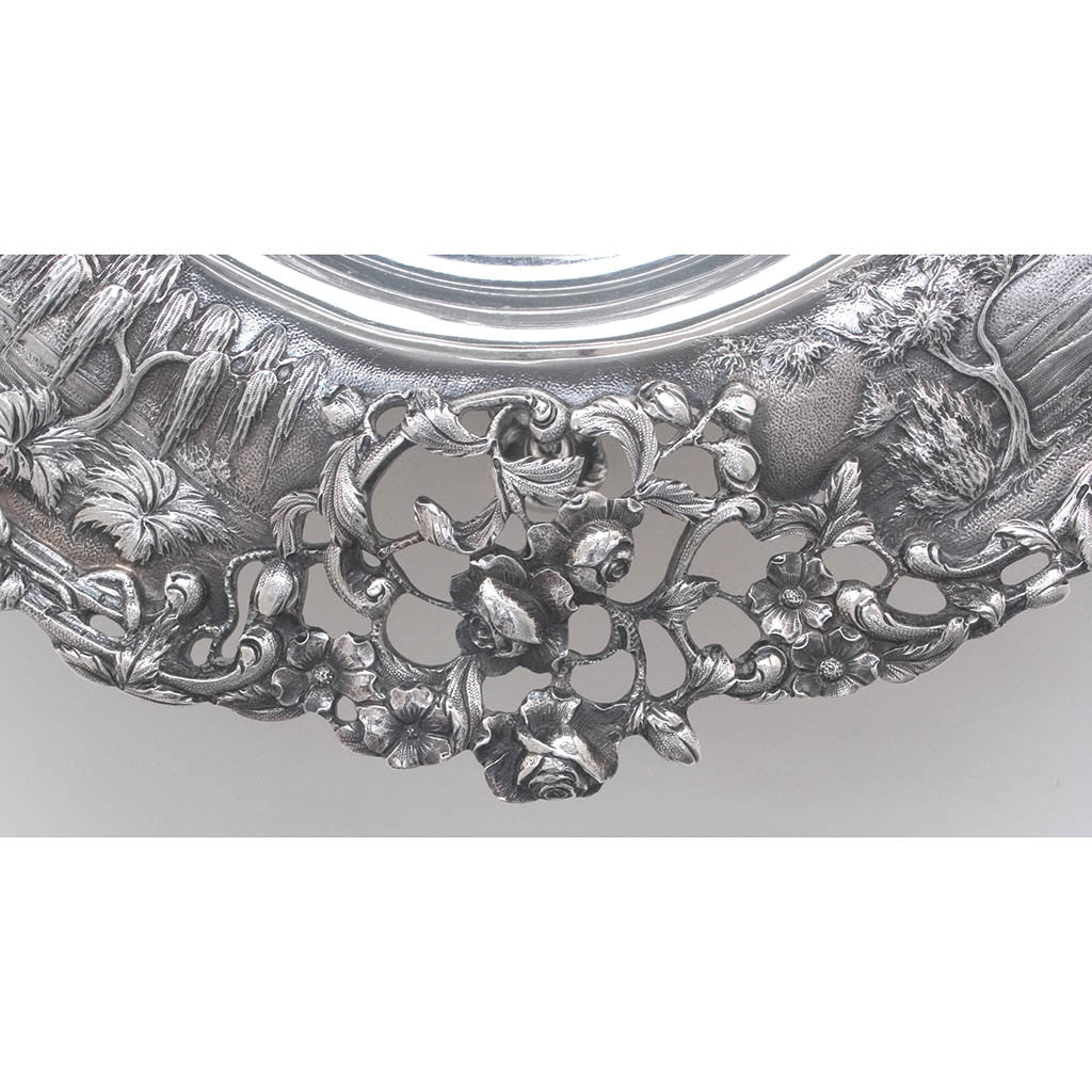 Border of S. Kirk &amp; Son Co &#39;Castle&#39; Pattern Antique Sterling Silver Centerpiece, Baltimore, MD, c. 1900 