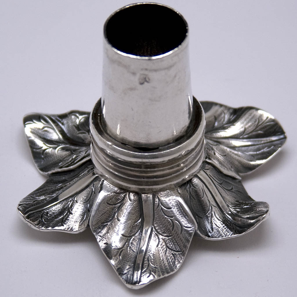 Bobeche to John Cafe Set of 4 English Sterling Silver Candlesticks, London 1754/55