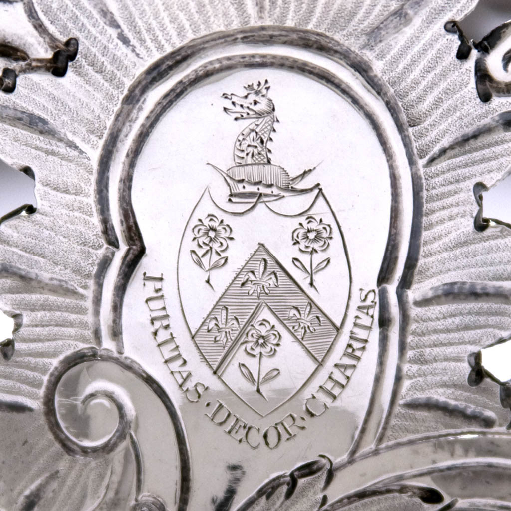 Arms on Edward Boyce (possibly) Irish Sterling Silver Dish Ring, Dublin, 1784, bearing the arms of Cope