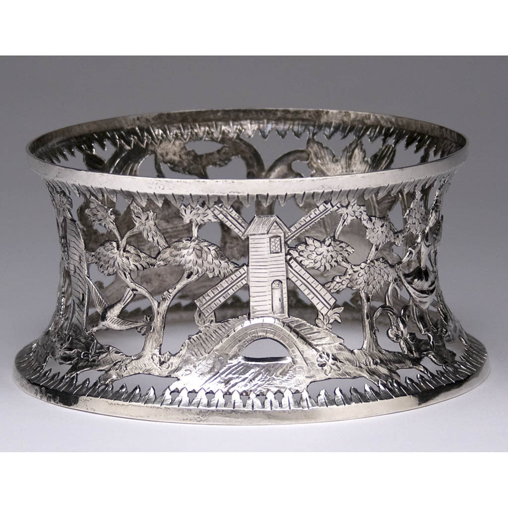 Windmill on Edward Boyce (possibly) Irish Sterling Silver Dish Ring, Dublin, 1784, bearing the arms of Cope