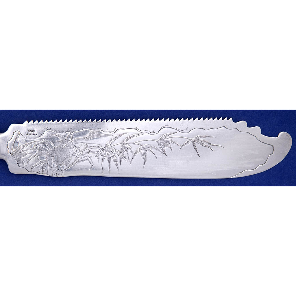 Reverse blade of Gorham &#39;Hizen&#39; Pattern Antique Sterling Silver Cake Saw, Providence, RI, c. 1880