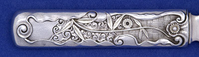 Back of handle to Gorham &#39;Hizen&#39; Pattern Antique Sterling Silver Cake Saw, Providence, RI, c. 1880