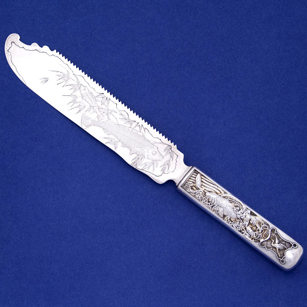 Gorham 'Hizen' Pattern Antique Sterling Silver Cake Saw, Providence, RI, c. 1880