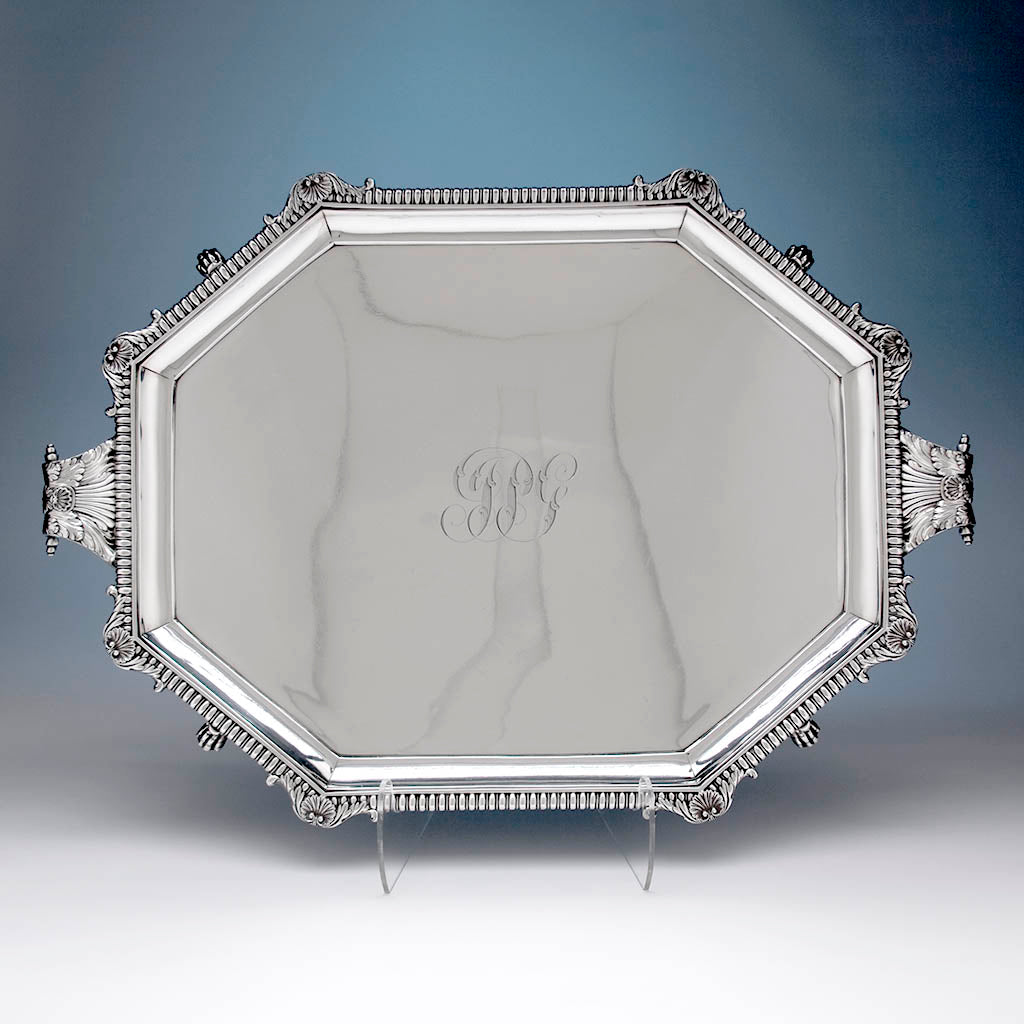 William Burwash &amp; Richard Sibley, English Regency Sterling Silver Octagonal Tea Tray, London, 1808/09 retailed by Joseph Brasbridge, Fleet Street, London