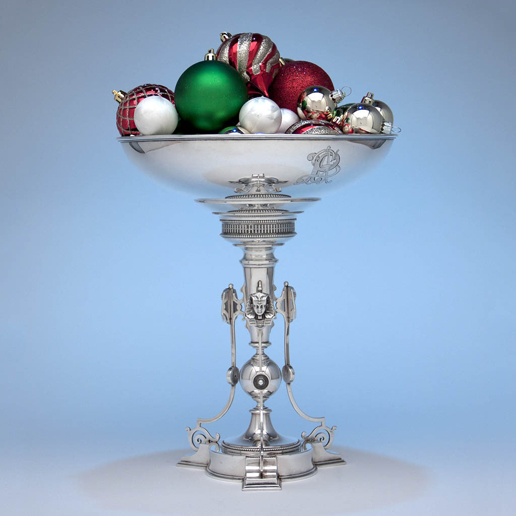 John Wendt (probably), Ball, Black & Co. Antique Sterling Silver Egyptian Revival Centerpiece Bowl, c. 1870