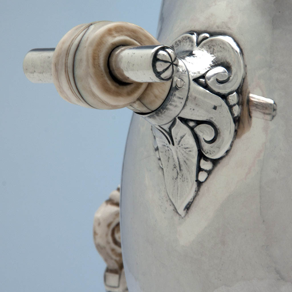 Kettle handle to Peer Smed Antique Sterling Silver Coffee Service with Tray, New York City, c. 1930&#39;s