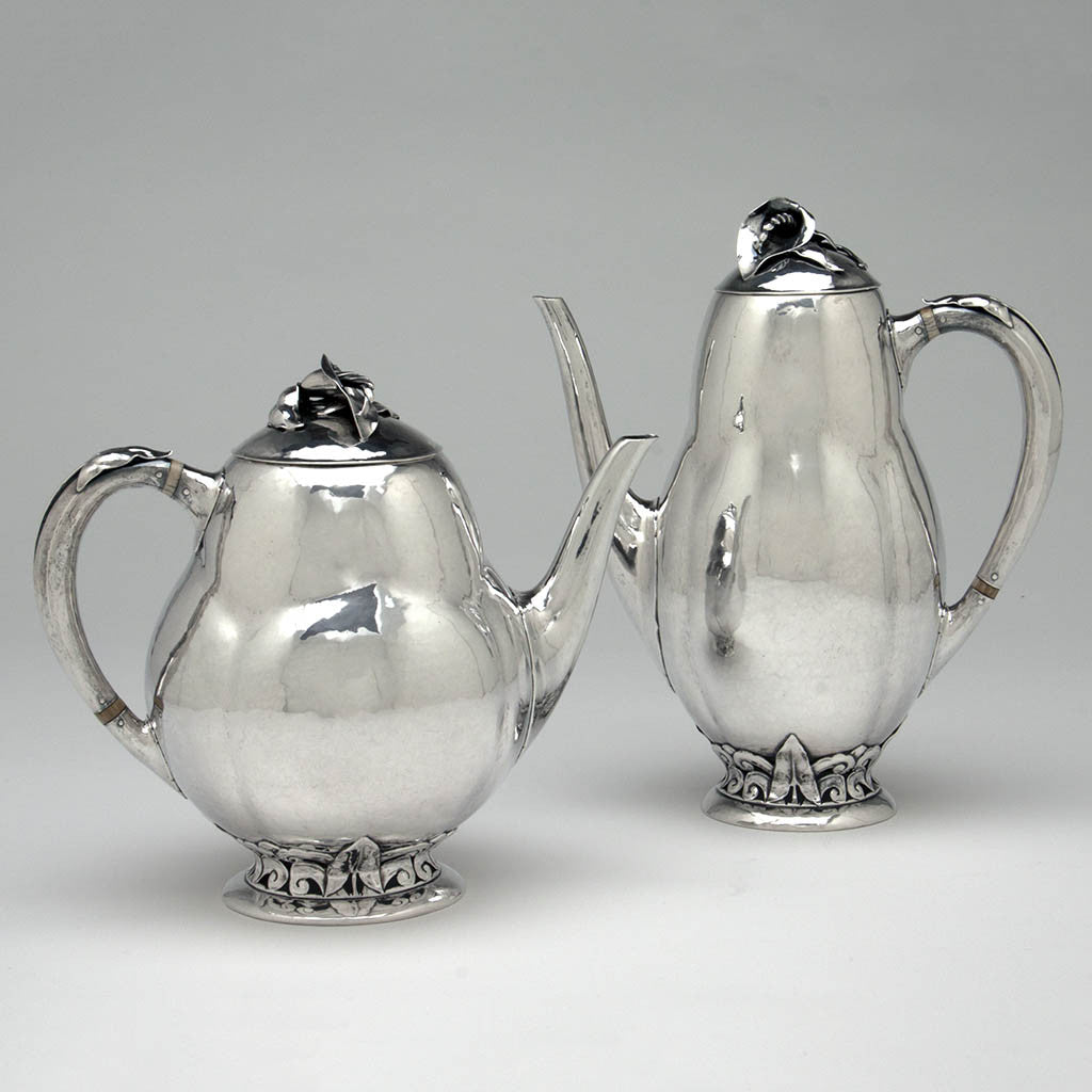 Pots to Peer Smed Antique Sterling Silver Coffee Service with Tray, New York City, c. 1930&#39;s