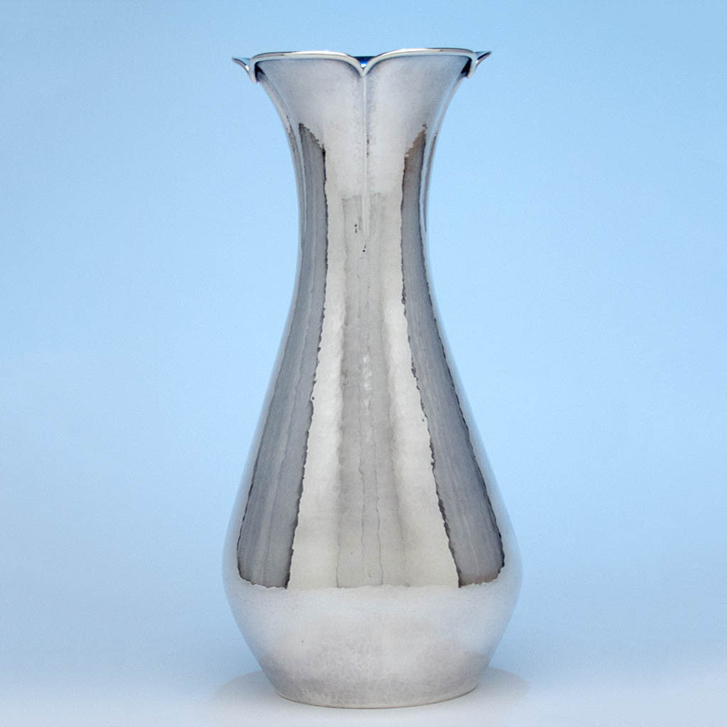 The Kalo Shop Hand Wrought Sterling Silver Arts & Crafts Large Vase, Chicago, Illinois - c. 1920's