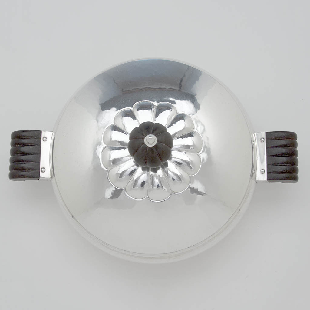 Top of The Kalo Shop Hand Wrought Arts &amp; Crafts Sterling Silver Covered Server, Chicago, Illinois, c. 1920-50