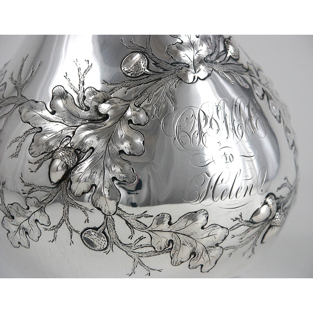 Detail of Vincent Laforme Antique Coin Silver Water Pitcher, Boston, MA, c. 1859
