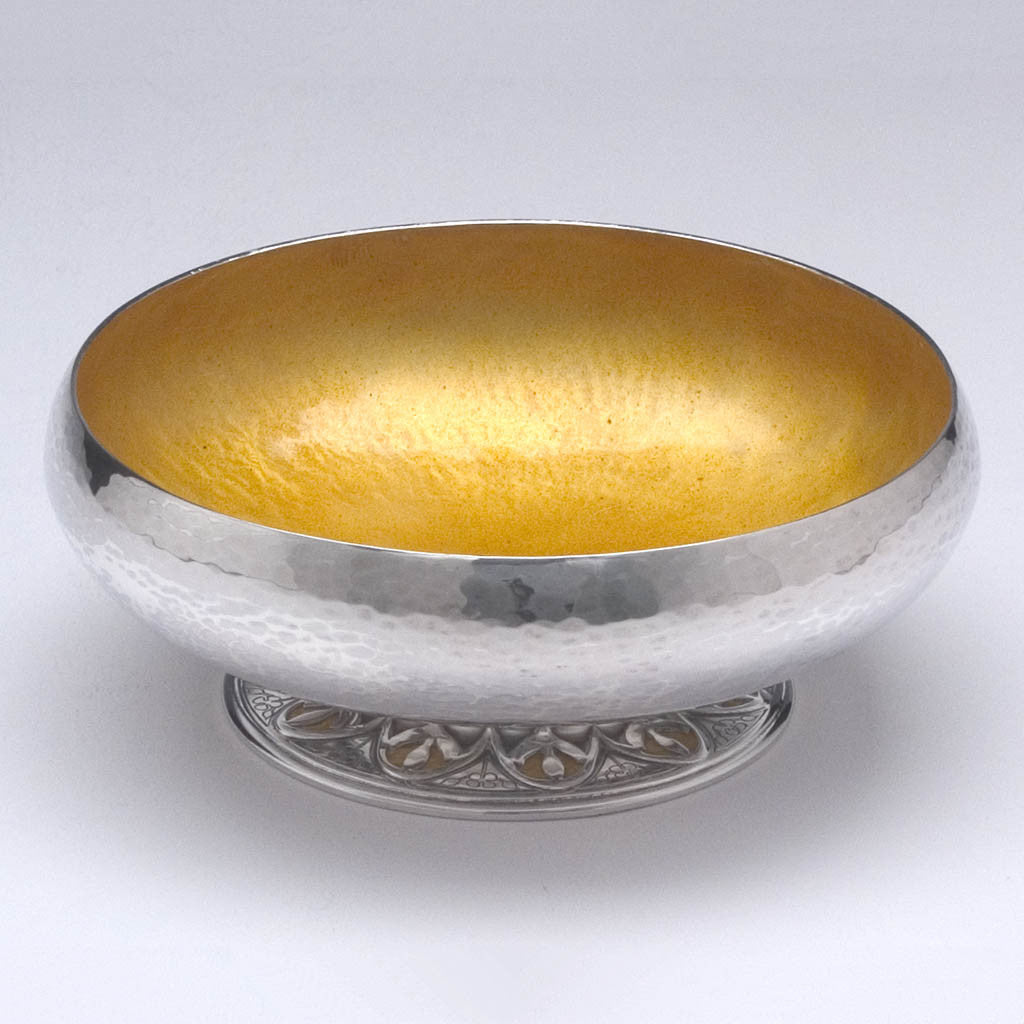 Enamel interior of Rebecca Cauman Rare and Important Sterling Silver, Enamel and Crackled Rock Crystal Covered Bowl or Box, Boston, c. 1927, exhibited at the Boston Society of Arts &amp; Crafts Tricennial Exhibition held at the Museum of Fine Arts, Boston, March 1 - 20, 1927