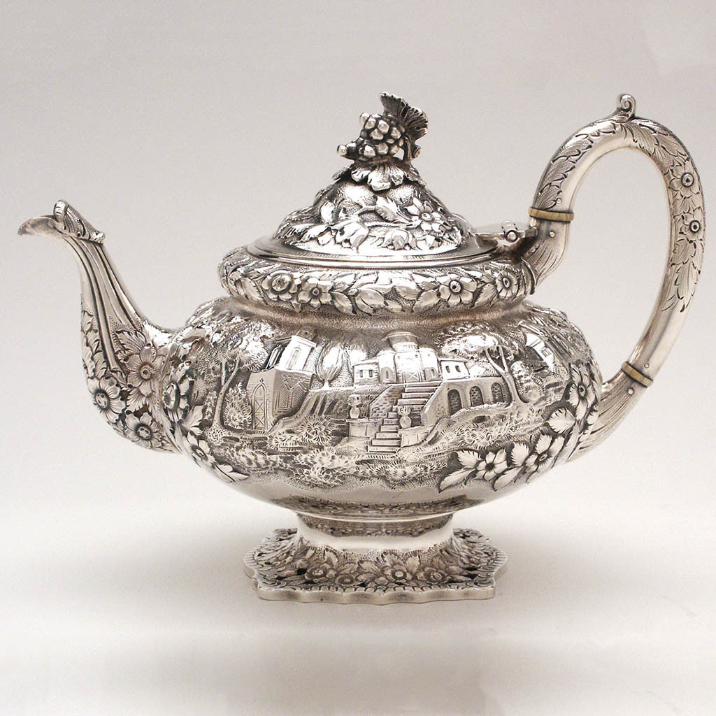 Peter L. Krider Antique Sterling Silver Tea Pot, Philadelphia, PA, c. 1870