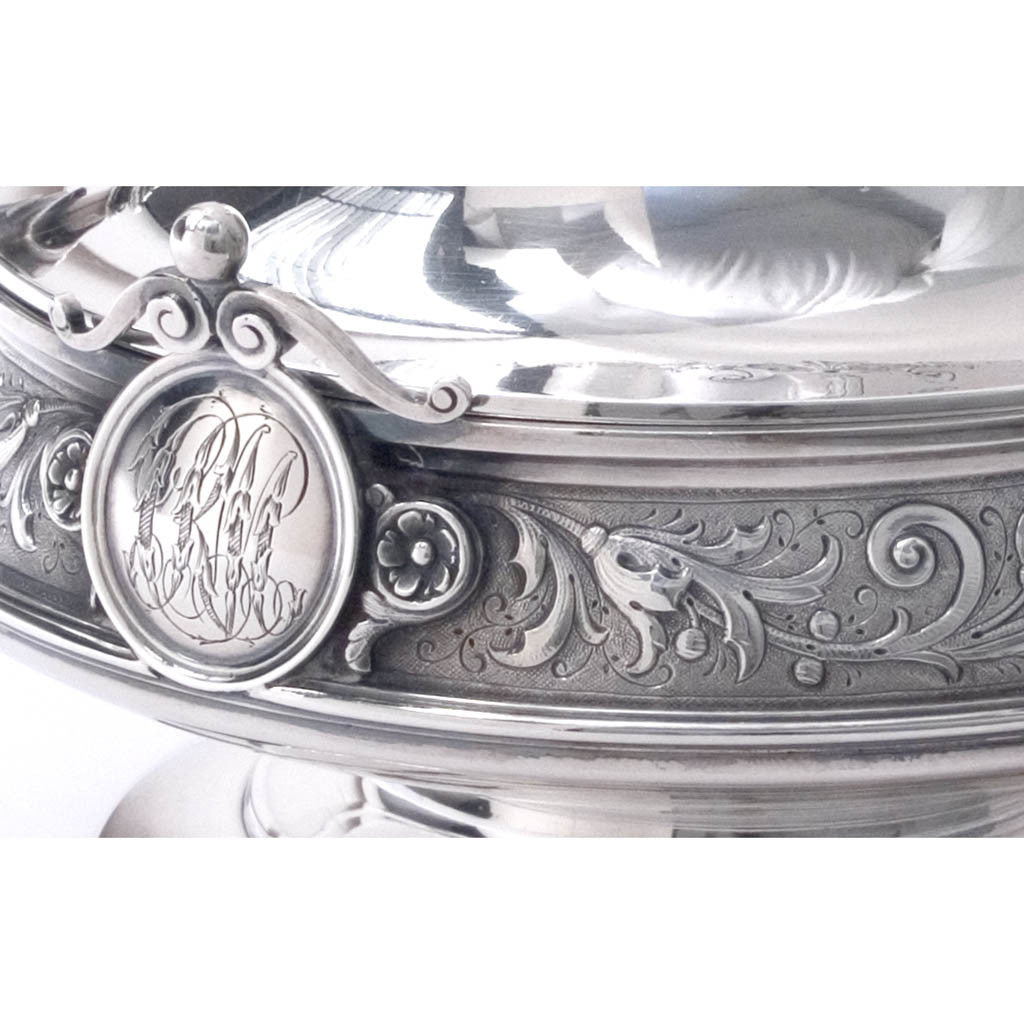 Banding on Ball, Black &amp; Co Antique Sterling Silver Covered Butter Dish, New York City, c. 1870