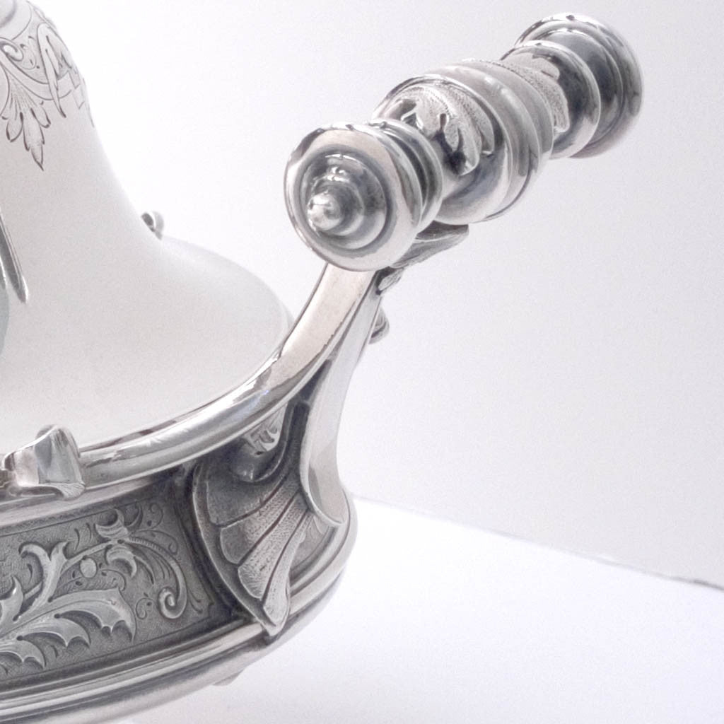 Handle to Ball, Black &amp; Co Antique Sterling Silver Covered Butter Dish, New York City, c. 1870