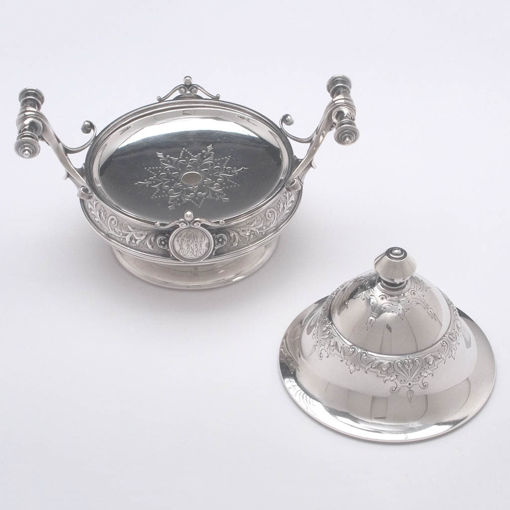 Interior of Ball, Black &amp; Co Antique Sterling Silver Covered Butter Dish, New York City, c. 1870