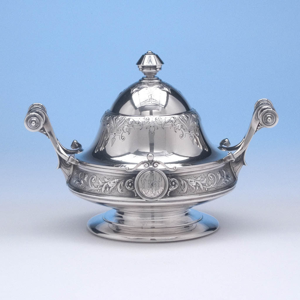 Ball, Black & Co Antique Sterling Silver Covered Butter Dish, New York City, c. 1870