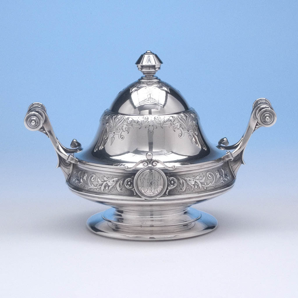Ball, Black & Co Antique Sterling Silver Covered Butter Dish, New York City, c. 1870