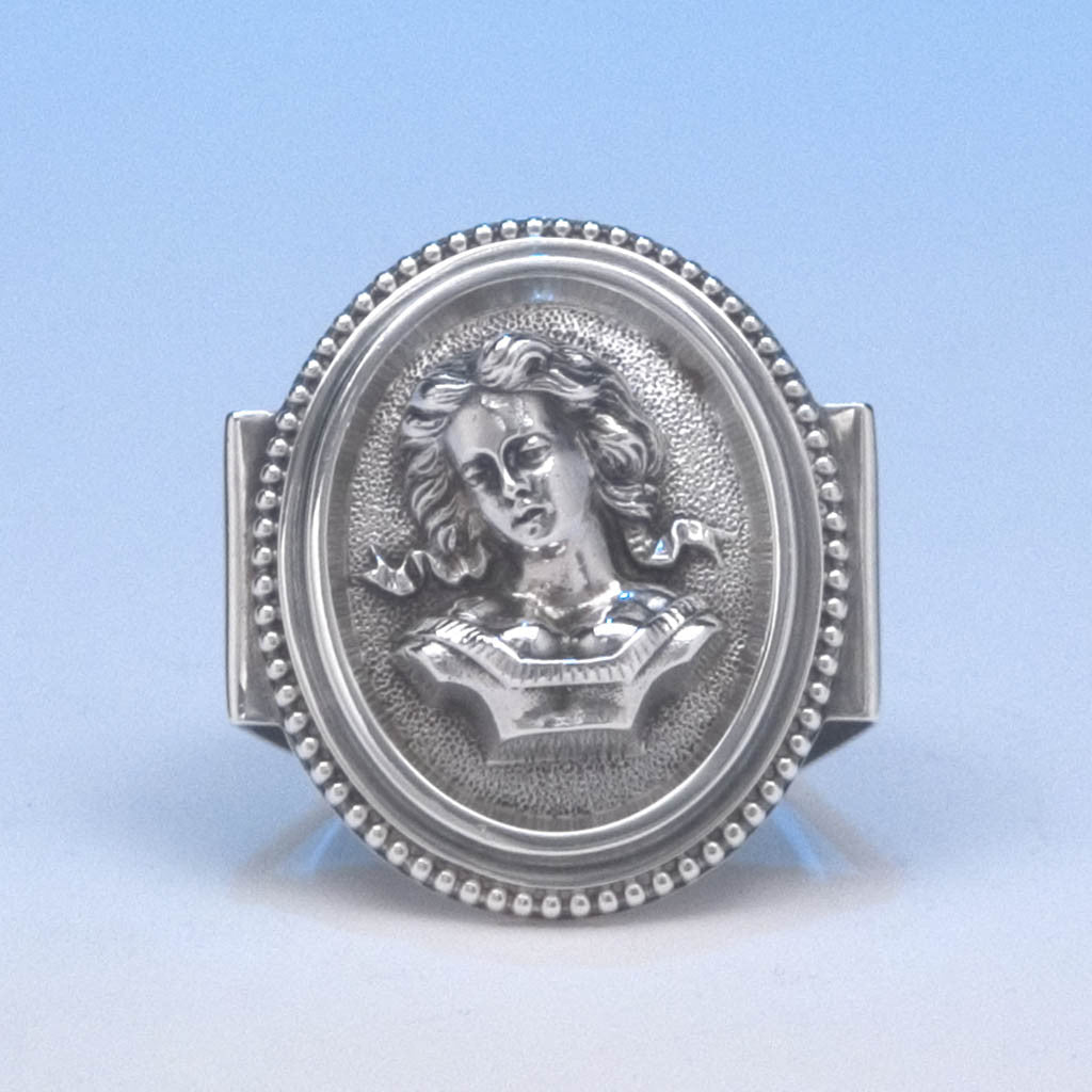 Wood & Hughes Coin Silver Figural Napkin Ring, New York City, c. 1873