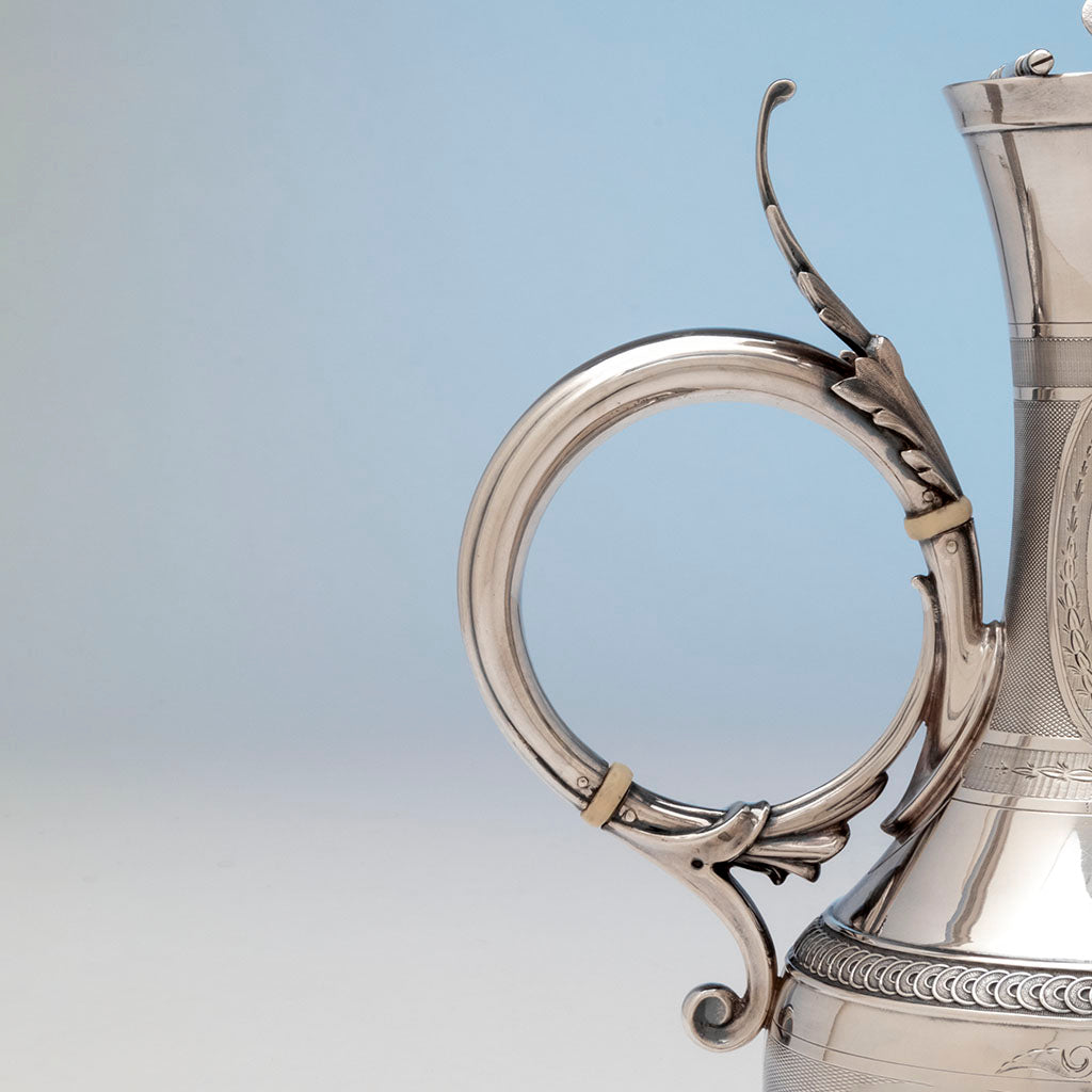 Gorham Antique Coin Silver Presentation Coffee Service of Civil War Interest, Providence, RI, 1863