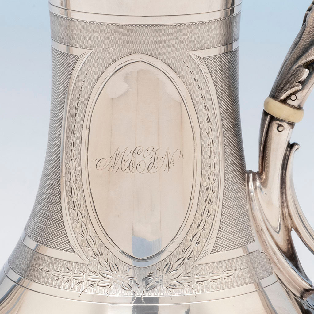 Gorham Antique Coin Silver Presentation Coffee Service of Civil War Interest, Providence, RI, 1863