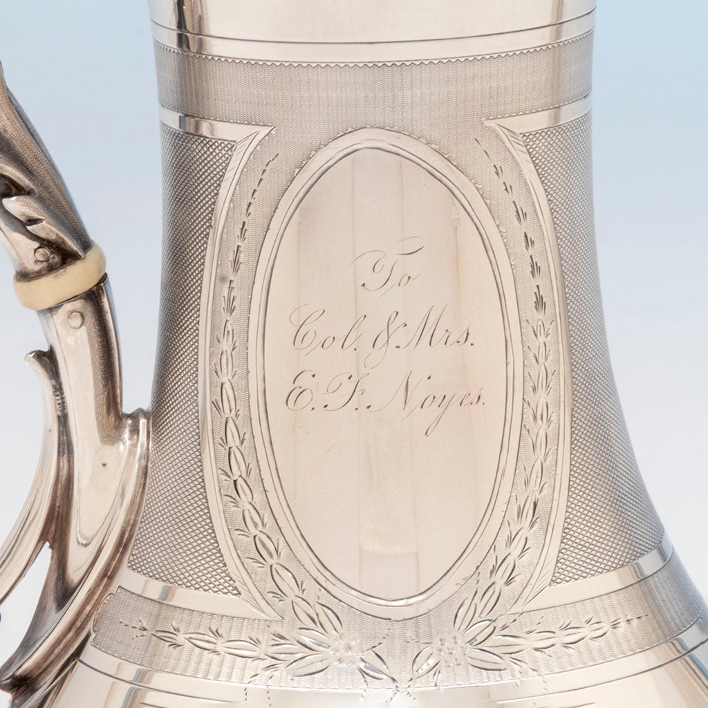 Gorham Antique Coin Silver Presentation Coffee Service of Civil War Interest, Providence, RI, 1863