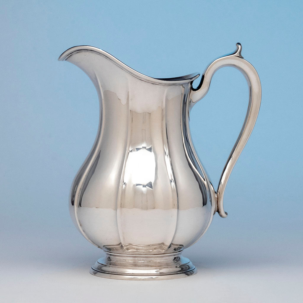 Arthur Stone Arts & Crafts Sterling Silver 'Fluted' Water Pitcher, Gardner, MA, 1908-37