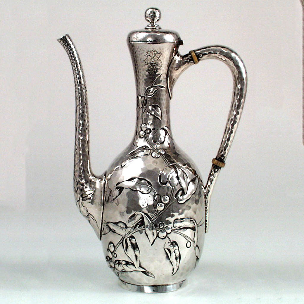 Reverse side of the Dominick &amp; Haff Aesthetic Movement Sterling Black Coffee Pot, c. 1881