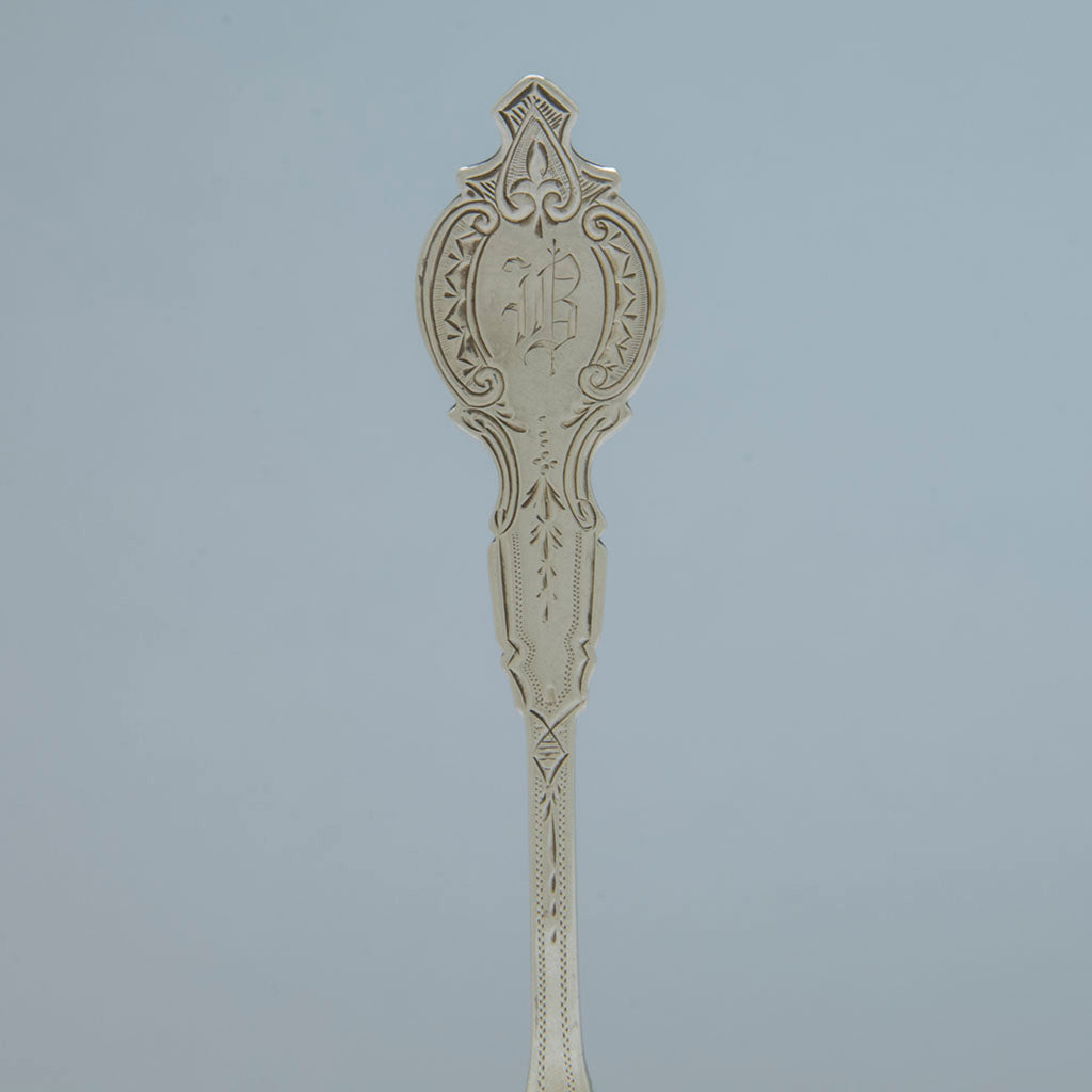 Detail of Hart Brothers Antique Coin Silver Pie Forks - 8, Brooklyn, NY, c. 1860s