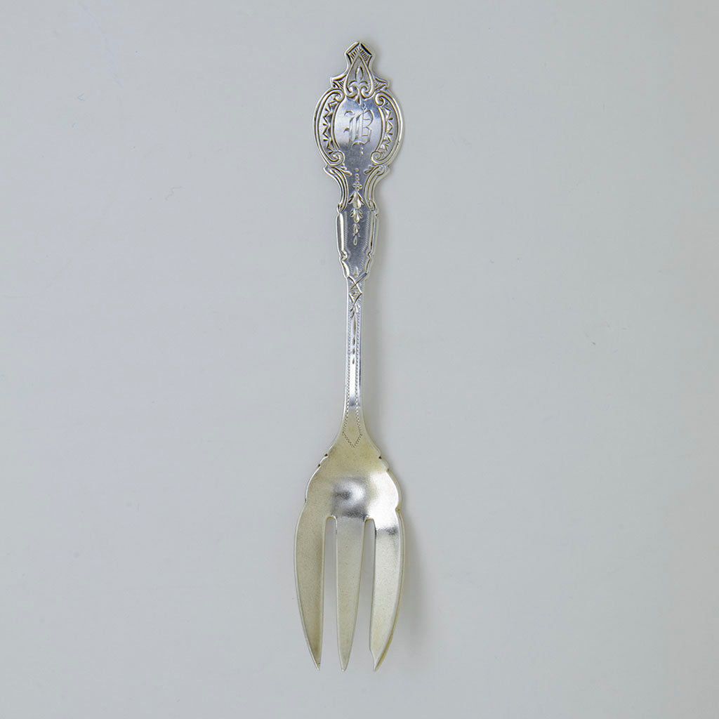 Single Hart Brothers Antique Coin Silver Pie Forks - 8, Brooklyn, NY, c. 1860s