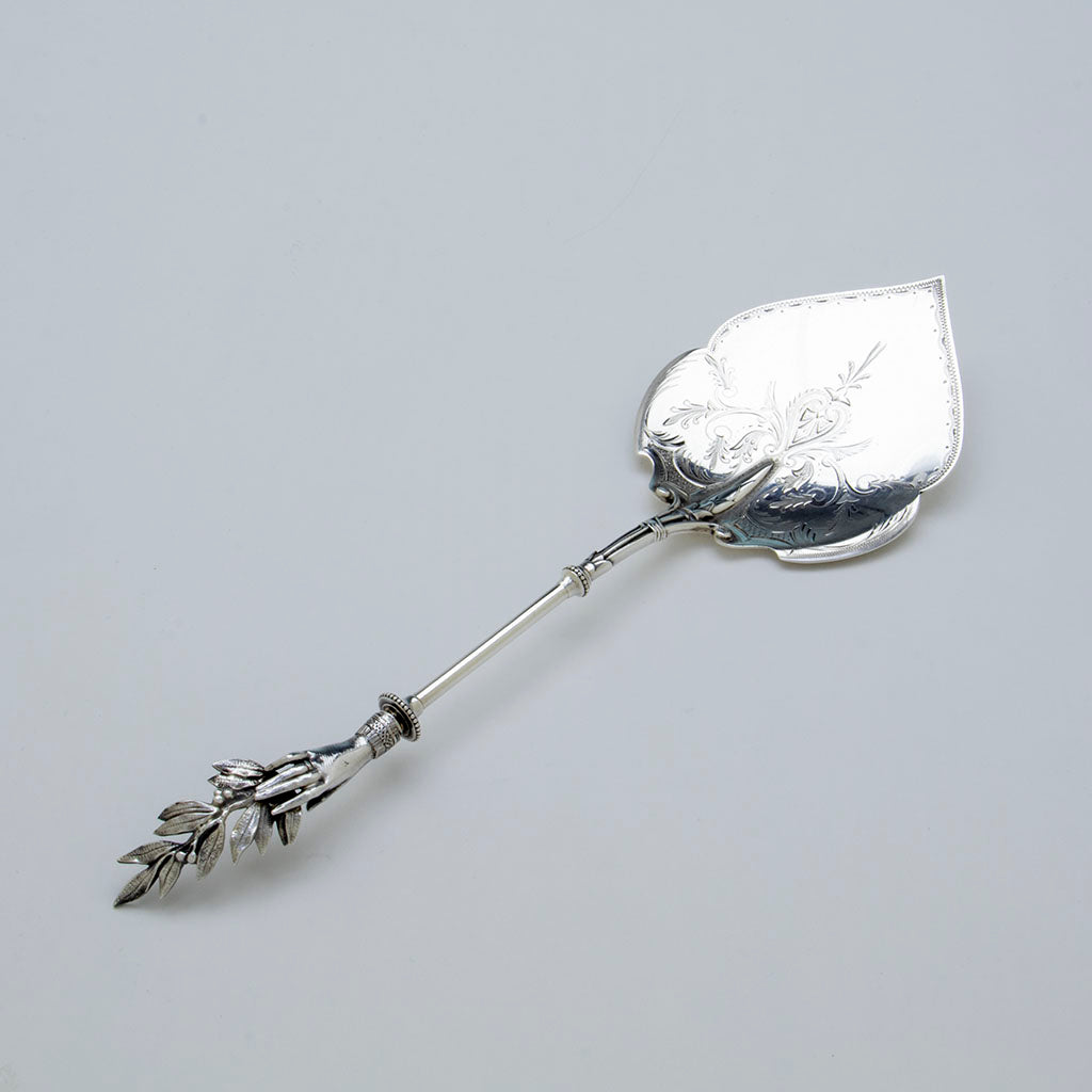 Gorham &#39;Olive Branch&#39; Pattern Antique Sterling Silver Waffle Server, Providence, RI, c. 1868