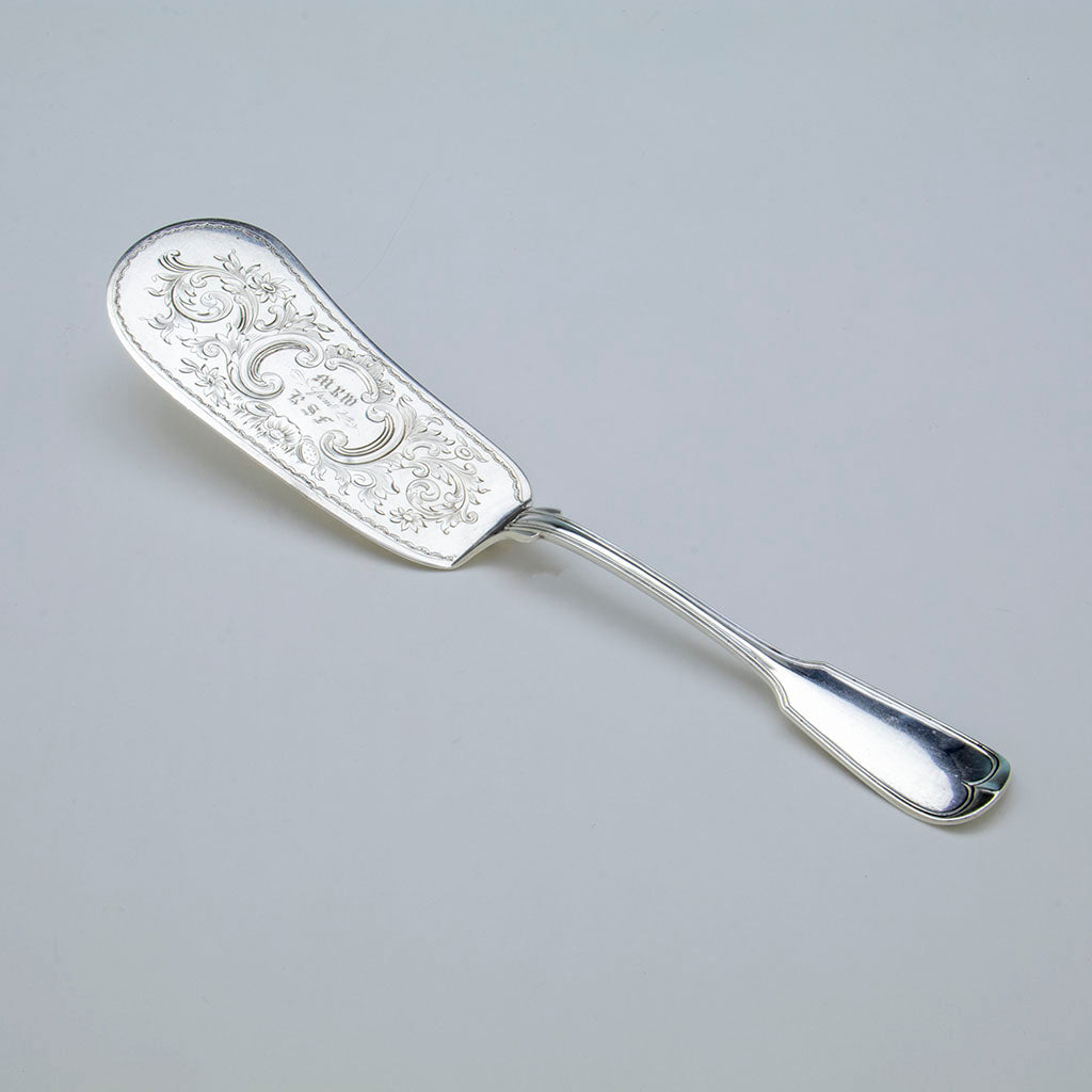 Gorham & Thurber  Coin Silver ‘Fiddle Thread’ Kidney Shaped Server, Providence, RI, c. 1850-52