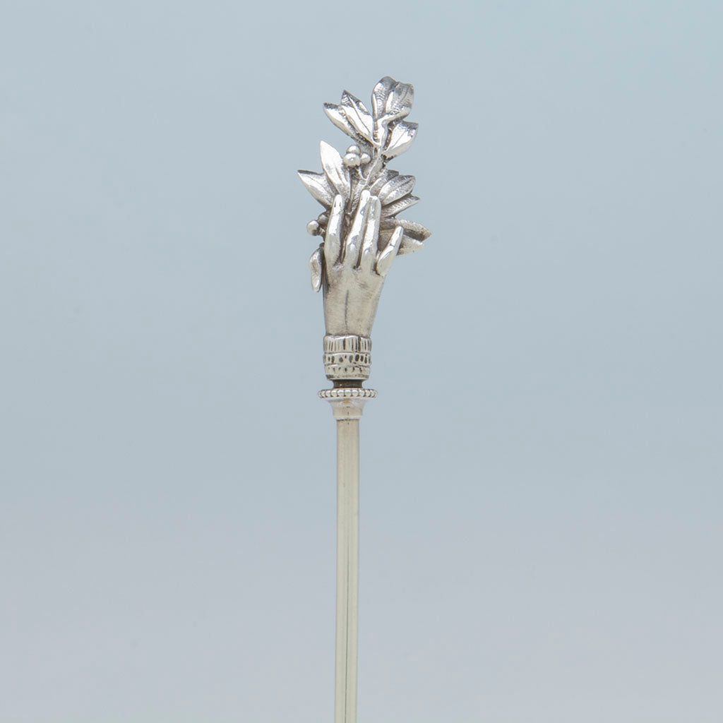 Hand of Gorham ‘Olive Branch’ Pattern Antique Sterling Silver Cream Ladle, Providence, RI, c. 1868
