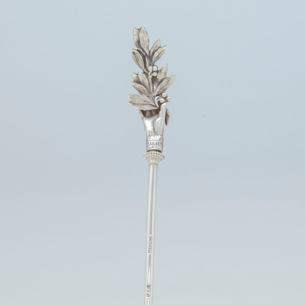 Palm of Gorham ‘Olive Branch’ Pattern Antique Sterling Silver Cream Ladle, Providence, RI, c. 1868