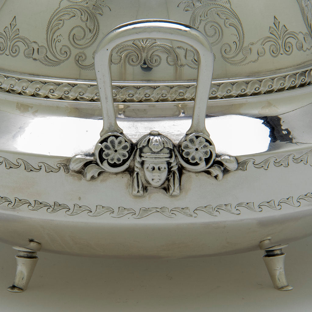 Handle toGorham &#39;Medallion&#39; Antique Coin Silver Covered Butter Dish, Providence, RI, c. 1865