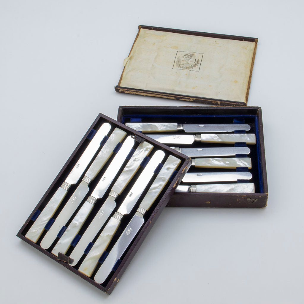 Bailey & Kitchen Antique Coin Silver and Mother-of-Pearl Knives, set of 12, Philadelphia, PA, c. 1846