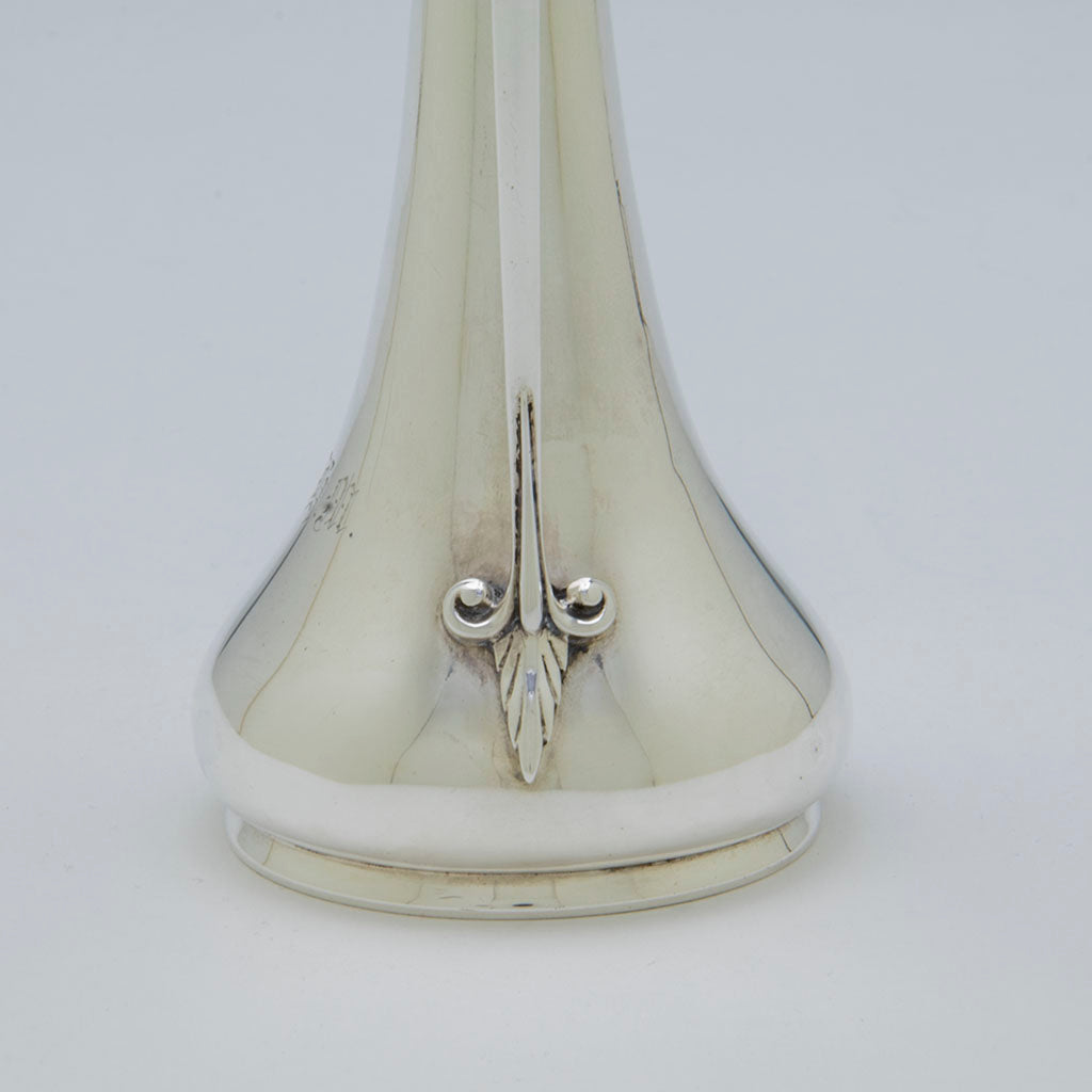 Handle base of Gorham Comstock Lode Coin Silver Bud Vase, Providence, RI, 1865-68