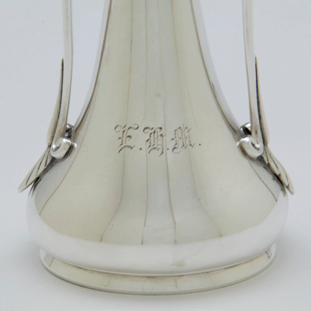 Monogram on Gorham Comstock Lode Coin Silver Bud Vase, Providence, RI, 1865-68