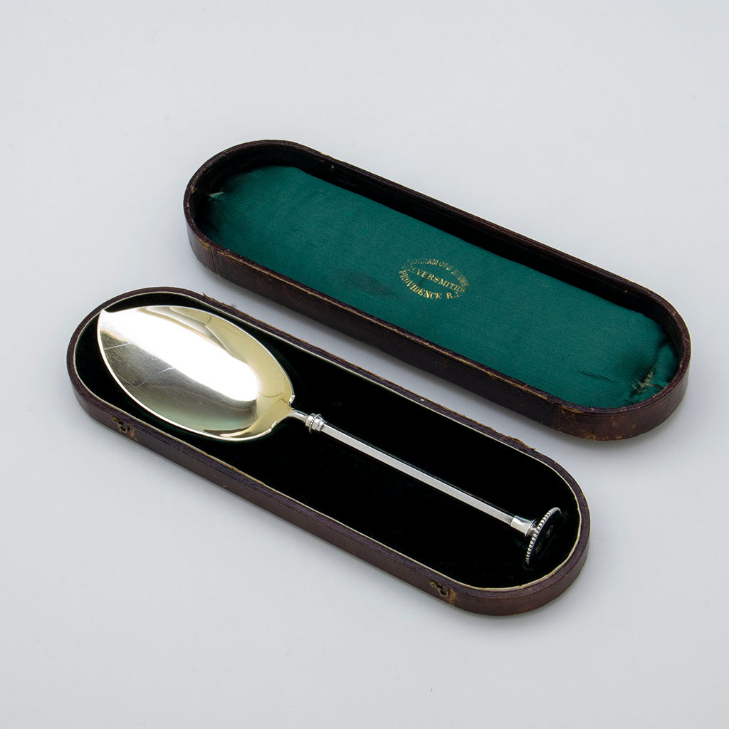 Boxed Gorham (attributed) &#39;Old English&#39; Antique Coin Silver Server, Providence, RI, c. 1860&#39;s