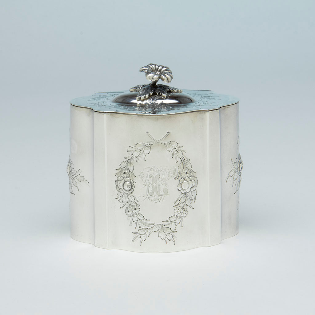 Vincent Laforme Antique Coin Silver Paine Family Tea Caddy, Boston, MA, 1847-58