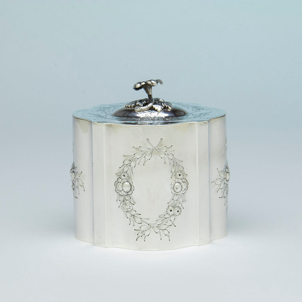 Back of Vincent Laforme Antique Coin Silver Paine Family Tea Caddy, Boston, MA, 1847-58