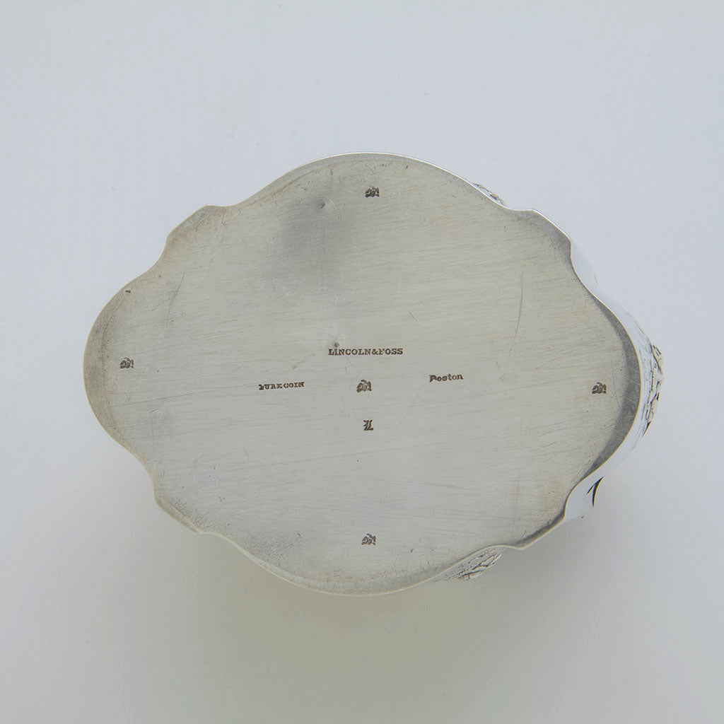 Marks on Vincent Laforme Antique Coin Silver Paine Family Tea Caddy, Boston, MA, 1847-58