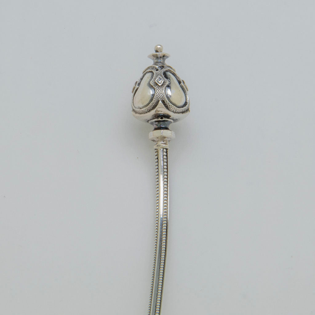 Pattern detail of George Sharp Antique Sterling Silver &#39;Gothic Dome&#39; Sauce Ladle, Philadelphia, PA, 1866-72