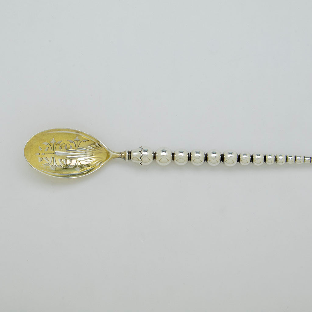 Pierced bowl of Gorham Antique Sterling Silver Olive Server, Providence, RI, c. 1880s