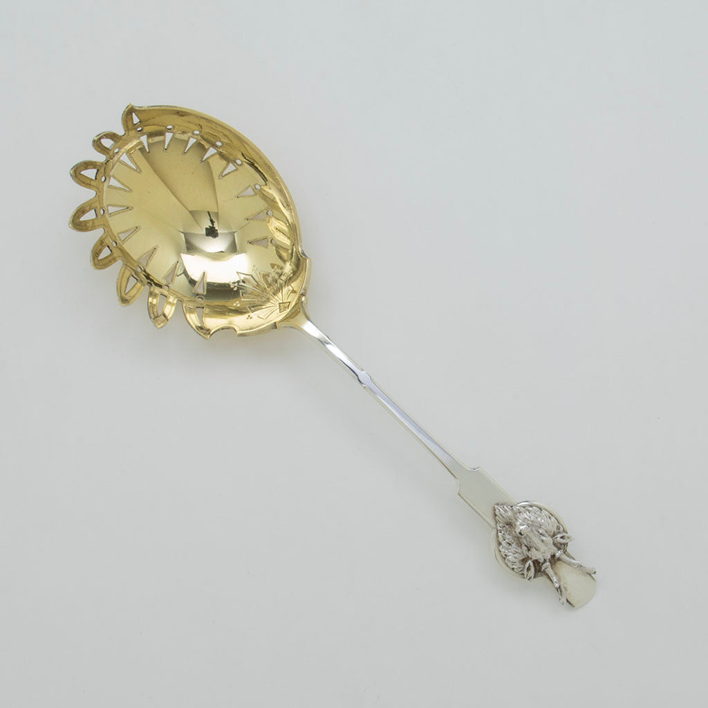 Gorham 'Saxon Stag' Coin Silver Macaroni Server, Providence, RI, c. 1855-67