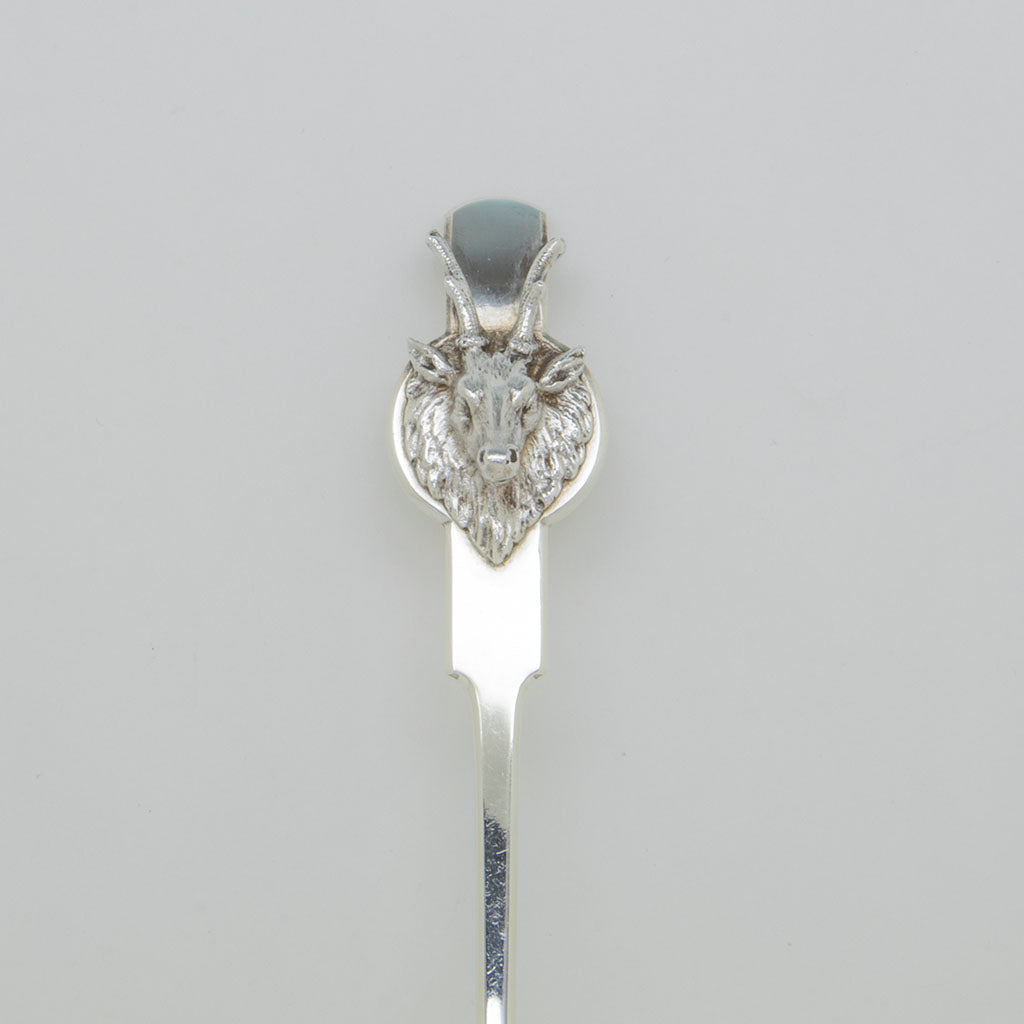 Stag detail on Gorham 'Saxon Stag' Coin Silver Macaroni Server, Providence, RI, c. 1855-67