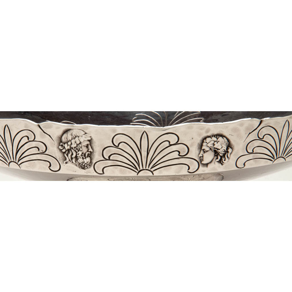 Rim of Shiebler &#39;Homeric&#39; Medallion Antique Sterling Silver Large Compote, NYC, c. 1880&#39;s