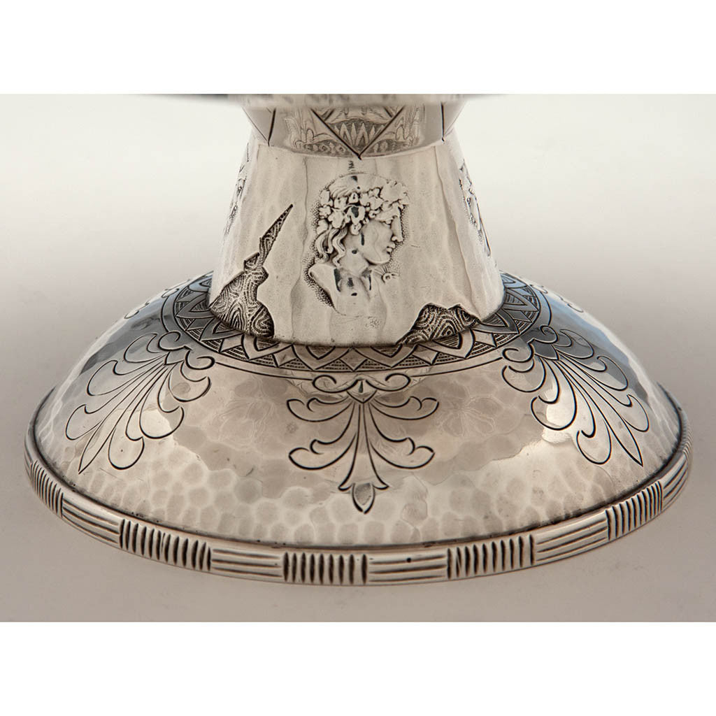 Pedestal base to Shiebler &#39;Homeric&#39; Medallion Antique Sterling Silver Large Compote, NYC, c. 1880&#39;s