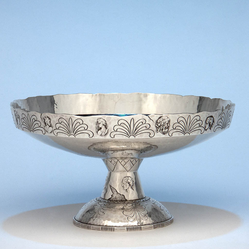 Shiebler &#39;Homeric&#39; Medallion Antique Sterling Silver Large Compote, NYC, c. 1880&#39;s