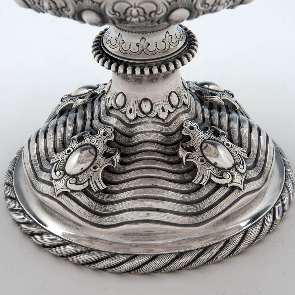Base of Grosjean &amp; Woodward Antique Sterling Silver Centerpiece Bowl, Retailed by Tiffany &amp; Co., New York City, 1854-65